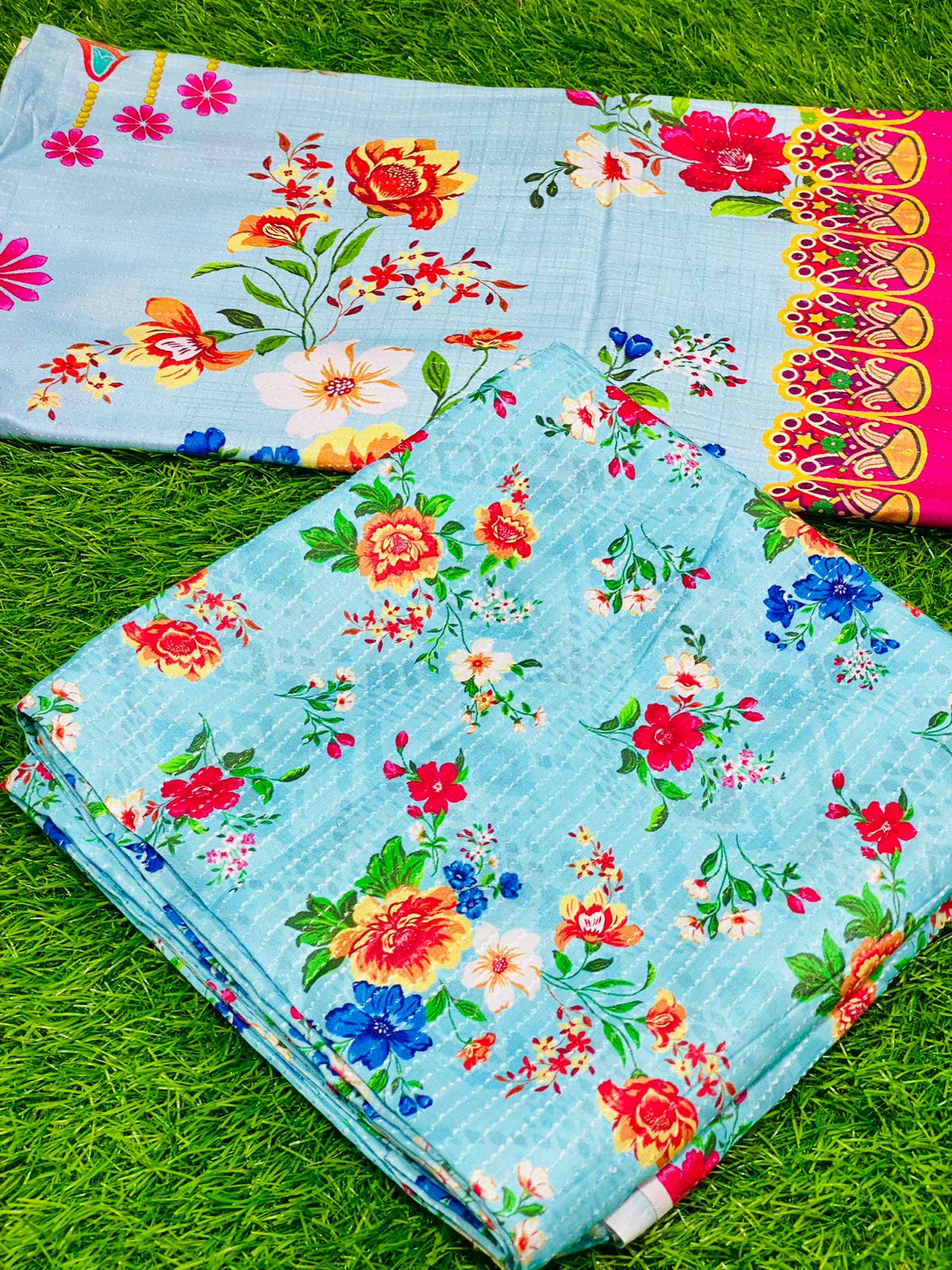 3-Peace Linen Allover Bana Doria Unstitched Suite