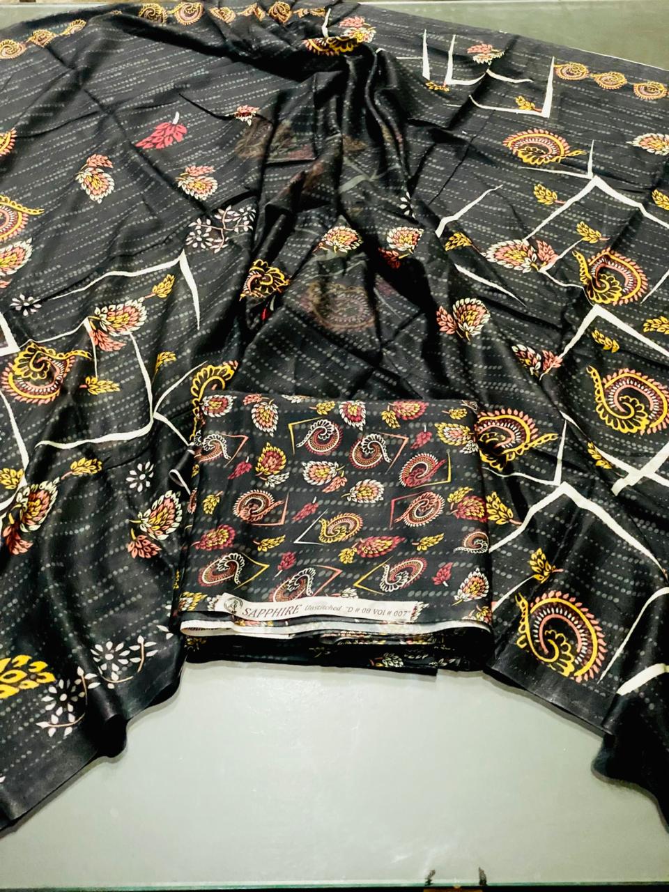 Allover 3-Peace Linen Unstitched Suite