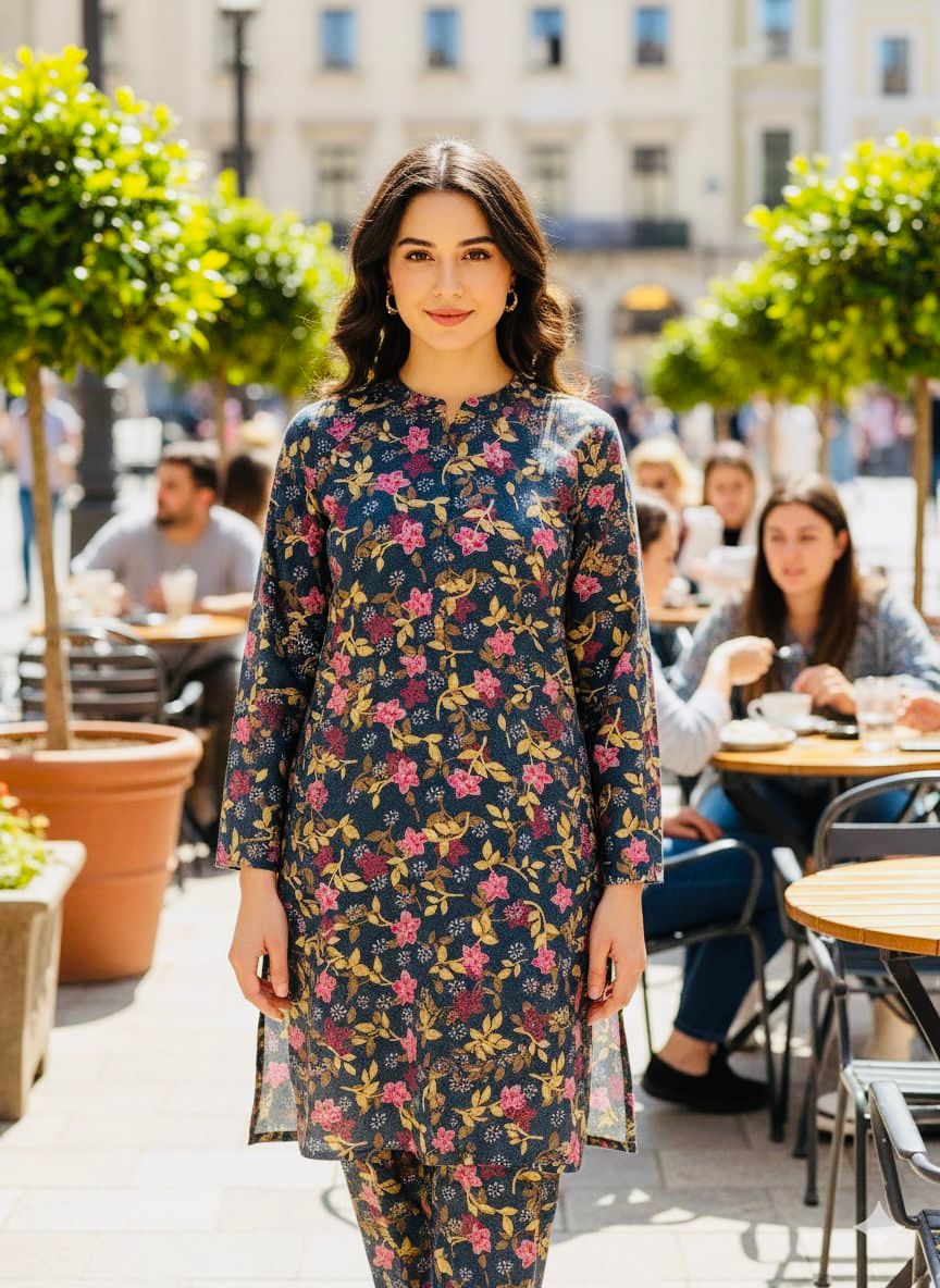 2Pc Dhanak Allover Unstitched Suit