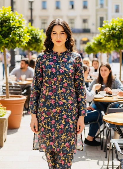 2Pc Dhanak Allover Unstitched Suit