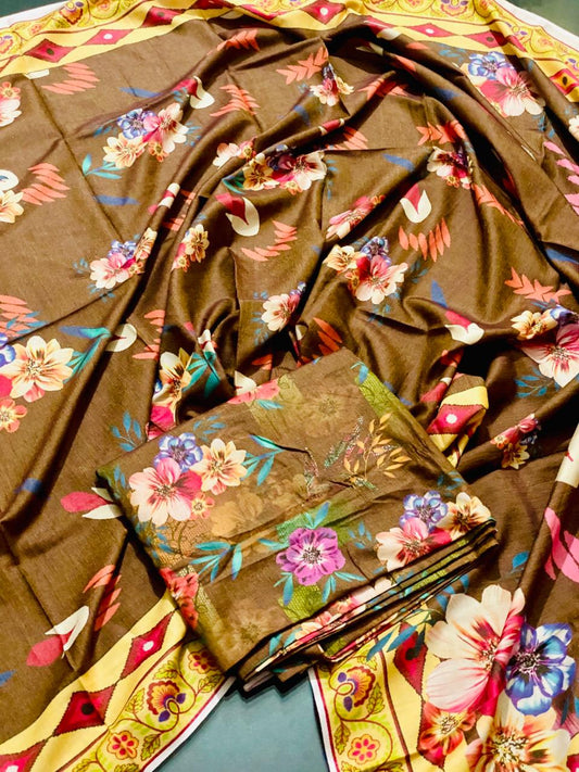 3-Peace Shamray Allover Unstitched Suit