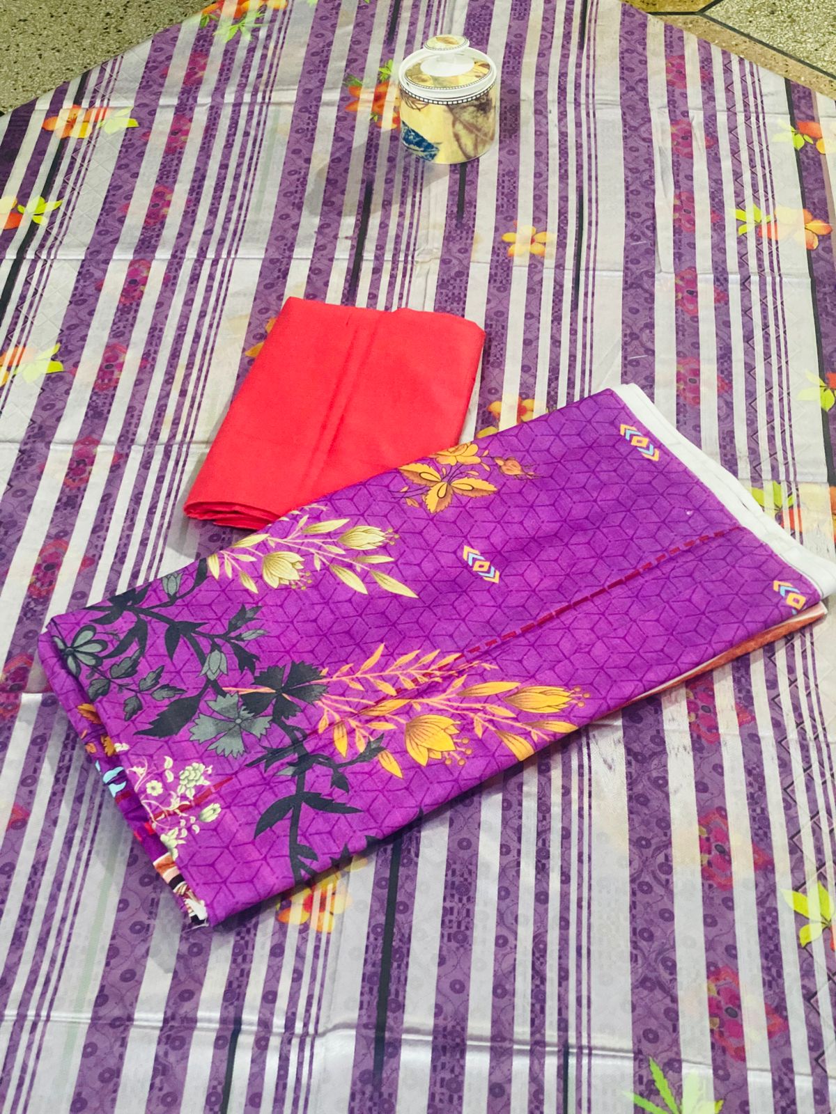 Linen 3-Peace Diamond Dupatta Unstitched Suite