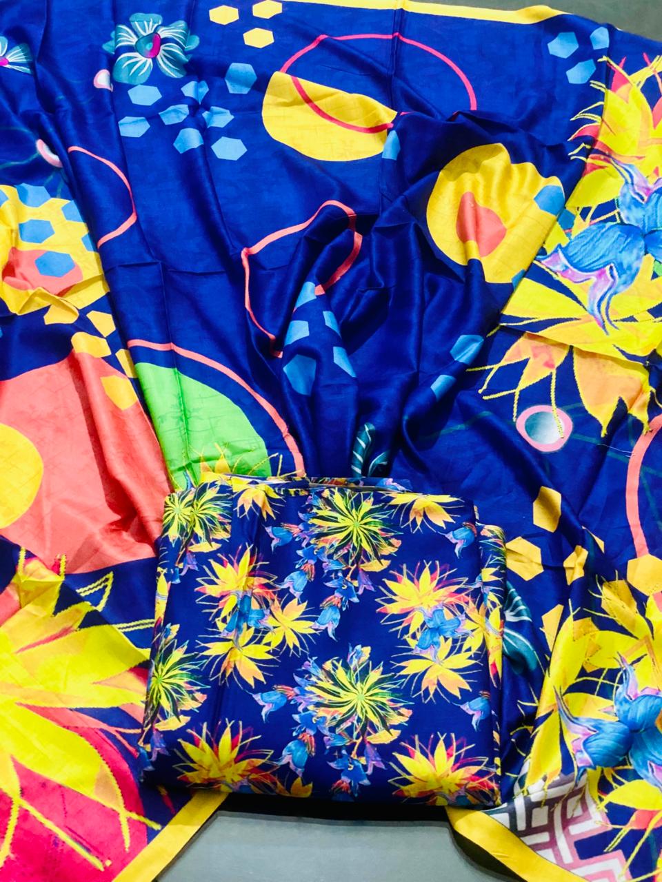 Allover 3-Peace Linen Unstitched Suite