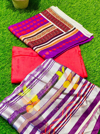 Linen 3-Peace Diamond Dupatta Unstitched Suite