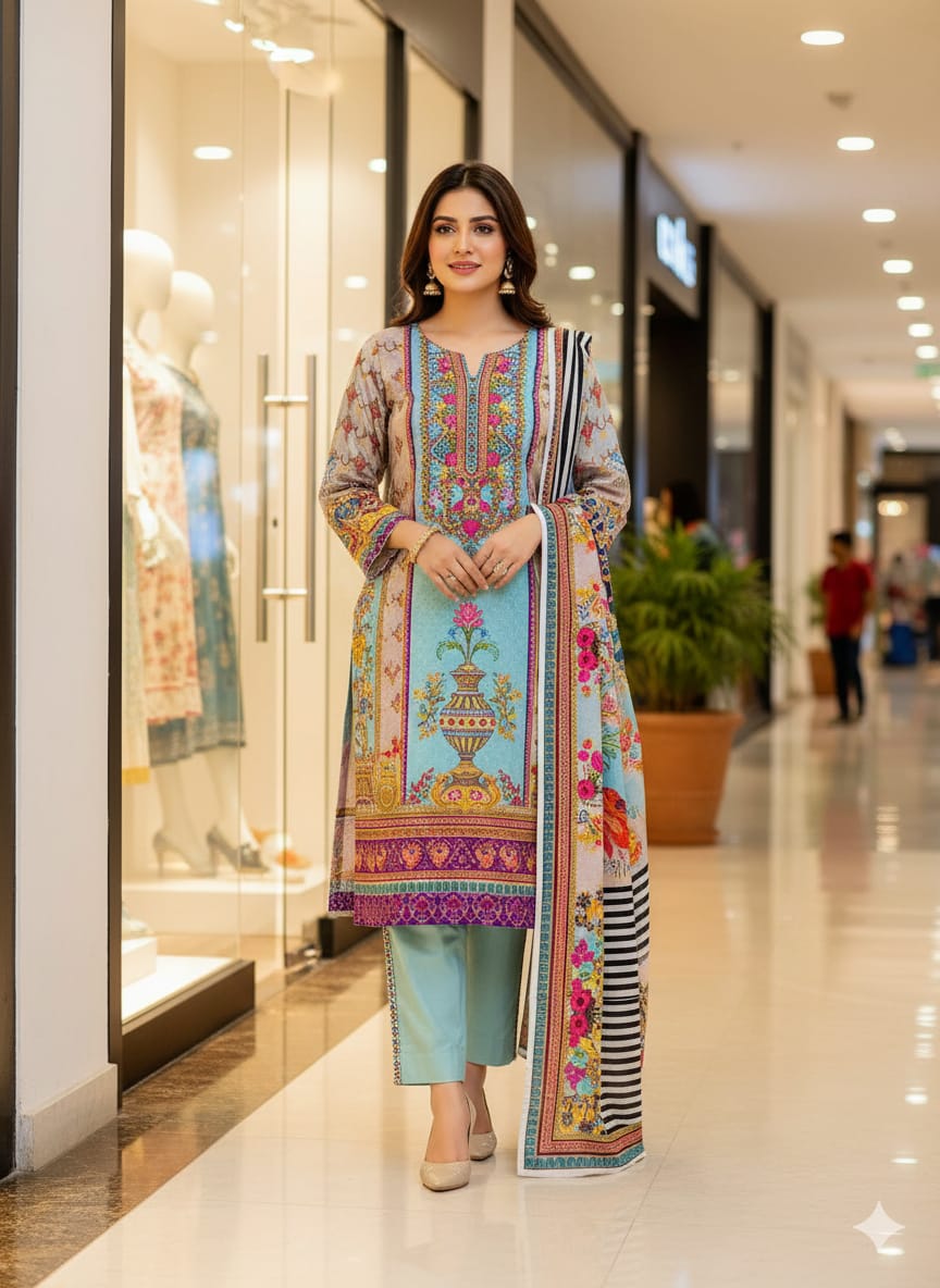 MARINA//LINEN 3-Peace unstitched Suit