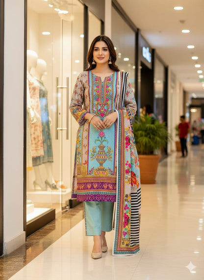 MARINA//LINEN 3-Peace unstitched Suit