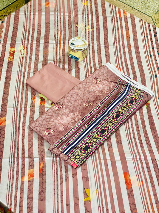 Linen 3-Peace Diamond Dupatta Unstitched Suite