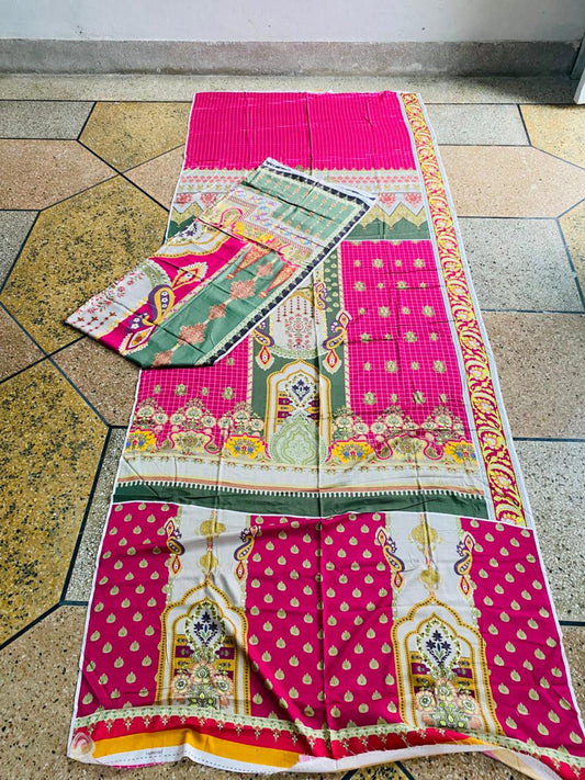 2Pc Linen Shirt Dupatta Unstitched Suit