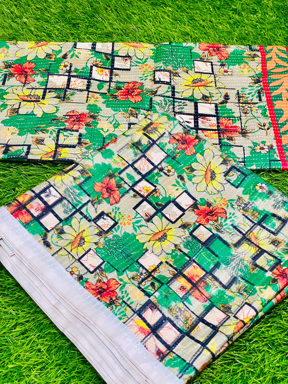 3-Peace Linen Allover Bana Doria Unstitched Suite