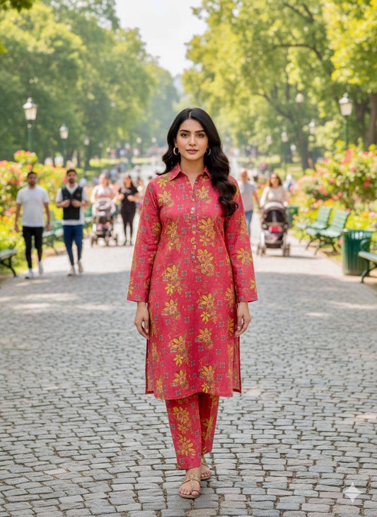 2Pc Dhanak Allover Unstitched Suit