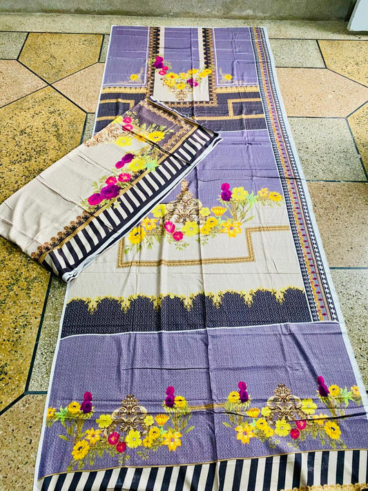 2Pc Linen Shirt Dupatta Unstitched Suit