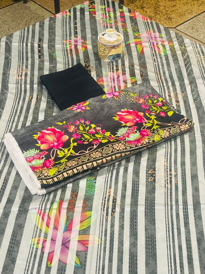 Linen 3-Peace Diamond Dupatta Unstitched Suite