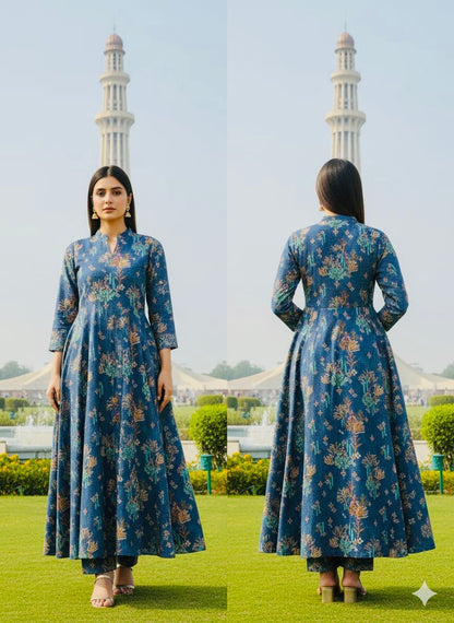 2Pc Dhanak Allover Unstitched Suit